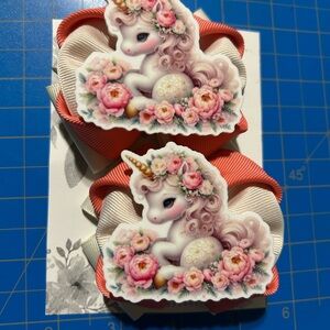 Adorable Unicorn Hair Clips for Kids - Pink and White